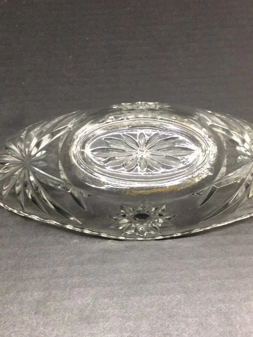 VINTAGE Anchor Hocking Star of David Gondola Boat Relish Dish 9 1/4” Clear Glass